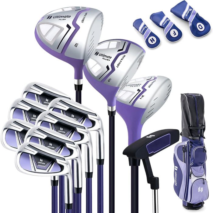 Set Completo di Mazze da Golf per Donna, con Driver 460CC 1, Fairway 3, Ibrido 5, Ferri 5, 6, 7, 8, 9, P e S, Putter e Borsa Portatile Leggera, Destrorso