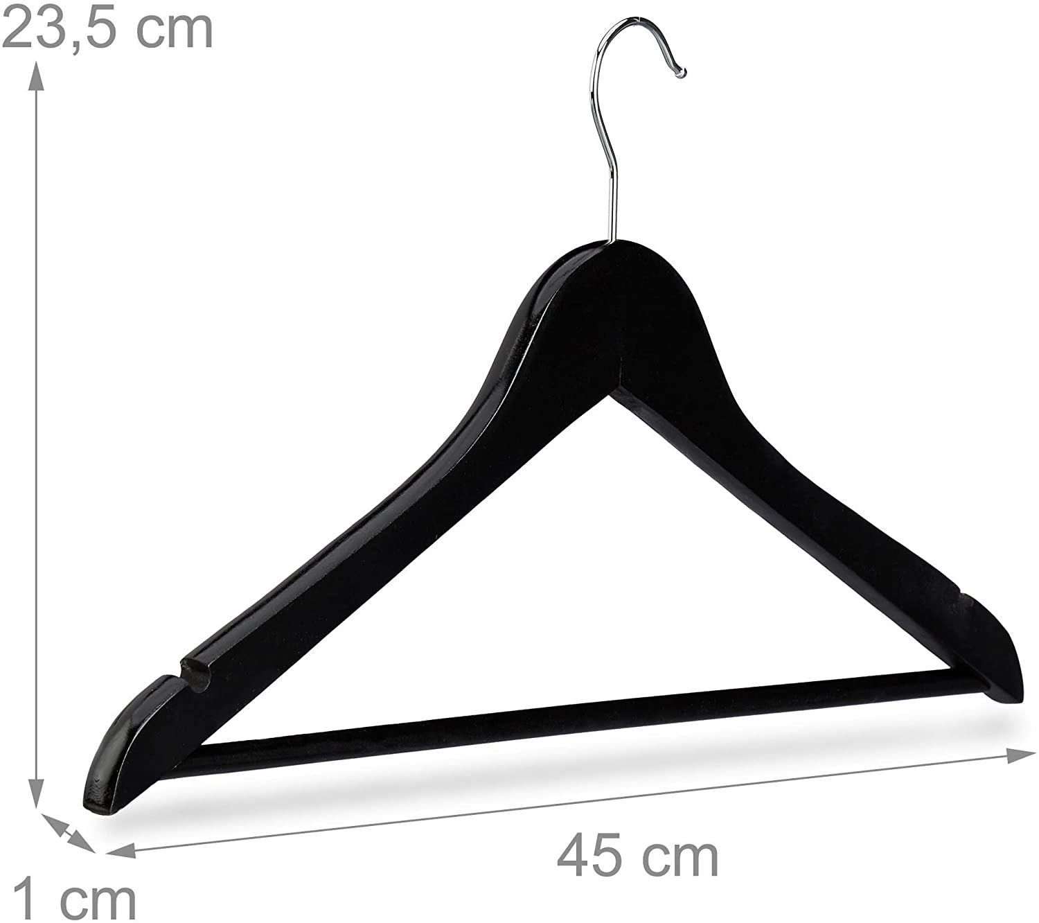 Confezione da 50 grucce in legno nere con tacche 13_0002505_2