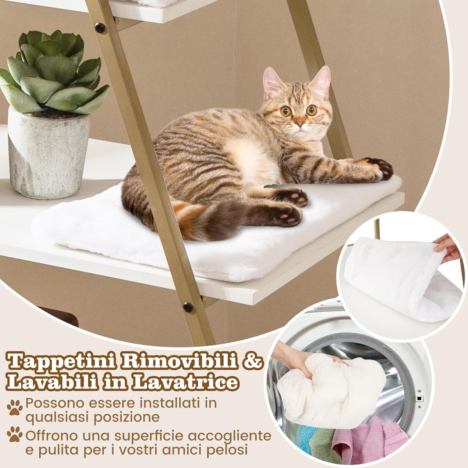 Lettiera per Gatti Salvaspazio, Mobile Nascosto 2 in 1 per Animali Domestici con Scaffale, Tappetini Rimovibili e Entrata a Forma di Testa di Gatto, Armadietto per Gatti per Salotto (Bianco)