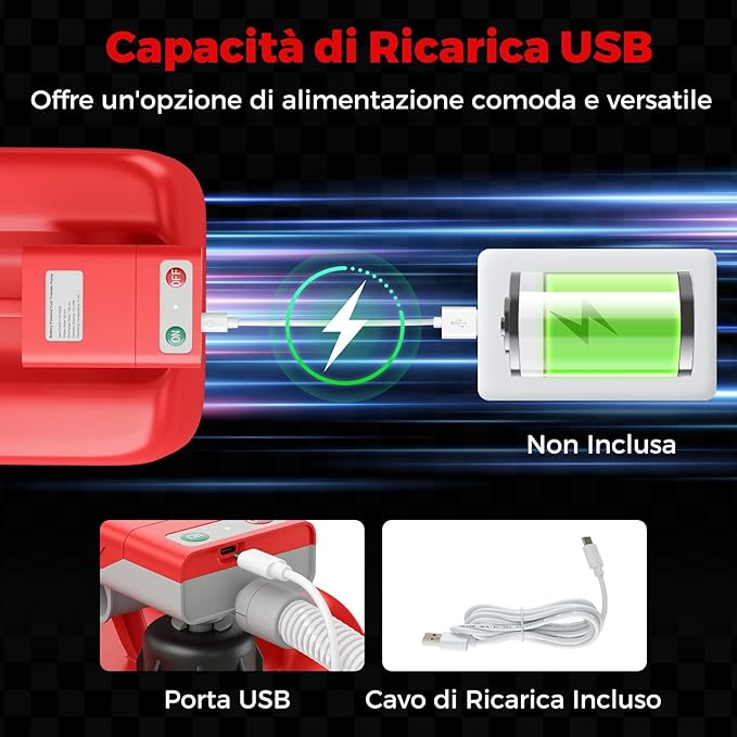 Pompa di Trasferimento del Carburante con Sensore di Arresto Automatico, Pompa Travaso Gasolio Elettrica a Batterie o Ricaricabile con Adattatore di 3 Dimensioni, con Infusione di 14L/ min