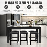 Tavolo da Pranzo 160 x 80 x 76 cm, Tavolo da Cucina Rettangolare con Piano Grande e Gambe Robuste, Tavolo per Massimo 8 Persone (Nero)