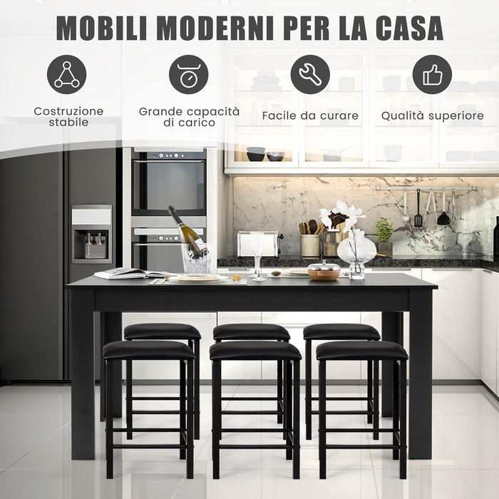 Tavolo da Pranzo 160 x 80 x 76 cm, Tavolo da Cucina Rettangolare con Piano Grande e Gambe Robuste, Tavolo per Massimo 8 Persone (Nero)