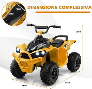12V Quad Elettrico per Bambini, Macchina Elettrica con Velocità Alta/Bassa, Sedile Comodo Fari Corno e Musica, Auto Elettrica Cavalcabile 2,2/4,3 km/h (Giallo)