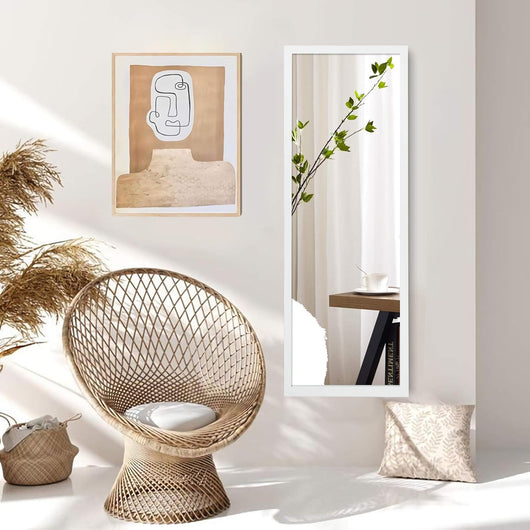 Specchio sulla Porta o sul Muro, Specchio a Figura Intera, Specchio Montato al Muro per Camera da Letto Salone Spogliatoio,120 x 37 cm (Bianco)