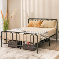 Telaio da Letto in Metallo, Struttura Letto con Testiera e Pediera, Letto a Piattaforma con Doghe in Acciaio, Carico Massimo 300kg, Nero (200cm x 160cm)