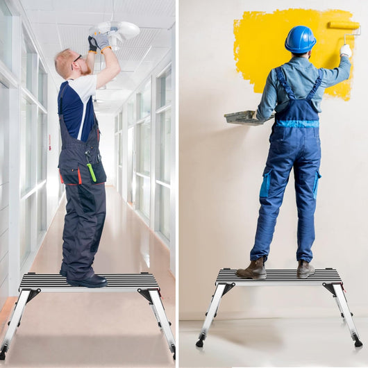 Scaletta Pieghevole e Antiscivolo，Gradino Antiscivolo in Alluminio, Sgabello Pieghevole, 128 x 38 x 49,5 cm