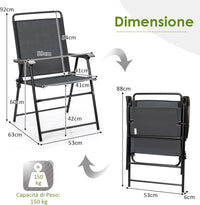 Set di 4 Sedie Pieghevoli da Esterno, Poltrona Portatile con Braccioli e Poggia Piedi, Tessuto Traspirante, Piedini Antiscivolo, per Patio, Giardino