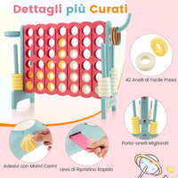 Forza 4 Gigante, Set di Gioco Forza Quattro con Canestro da Basket e Anelli da Lancio, 42 Gettoni, Giochi da Interno ed Esterno per Bambini e Adulti (Rosso e verde)