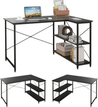 Scrivania Angolare 120 CM, Scrivania per Computer ad Angolo con 2 Ripiani, Scrivania Ufficio Reversibile Moderna con Design Salvaspazio, 120 x 88 x 74,5 cm (Black)