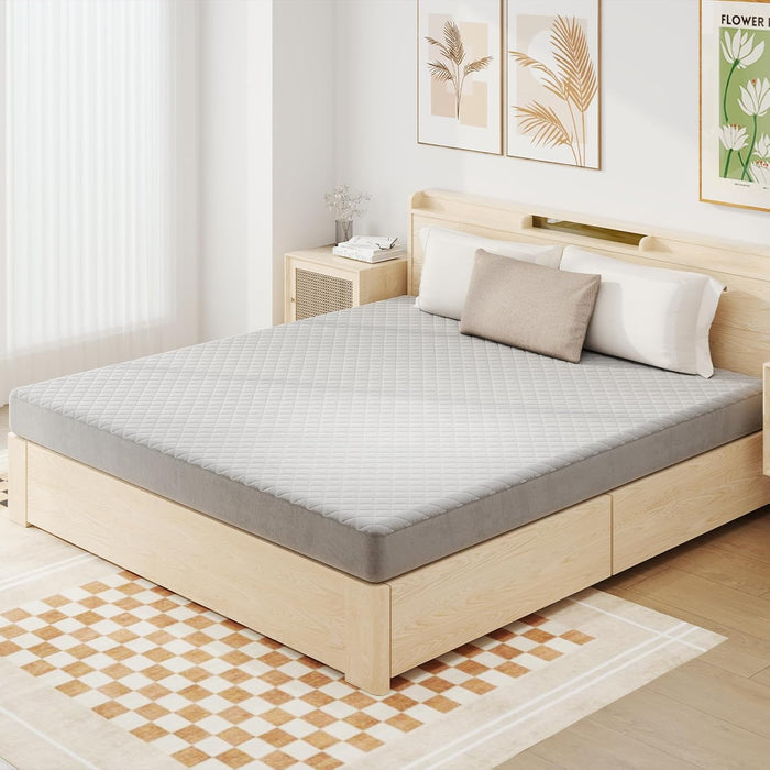 Protezione per Materasso, Coprimaterasso in Velluto Morbido di Lusso con Fondo Antiscivolo, Copertura per Materasso Confortevole con Imbottitura in Spugna (200 x 180 cm)