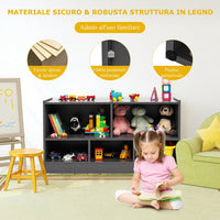 Libreria per Bambini e Organizer Giocattoli, Scaffale di Legno Con 5 Scompartimenti, Per Stanza dei Giochi Camera Dei Bambini Angolo di Lettura Classe Scuola Materna (Grigio)