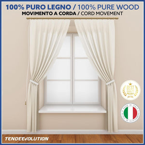 Bastone Tenda in Legno di Alta Qualità, diametro 35 mm a strappo colore bianco lunghezza 200 CM