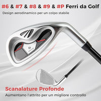 Set Completo di Mazze da Golf da Dona, Include Driver 460CC 1, Fairway 3, Ibrido 4, Ferri 6, 7, 8, 9 e P, Putter, 3 Copri Mazzetta e 1 Borsa per Destrimano