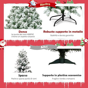 Albero di Natale Innevato da 135/180/225 cm, Albero di Natale con 400/928/1364 Rami Folti e Base di Metallo, Albero di Natale Realistico per Casa, Ufficio e Negozio (135 cm)