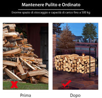 Porta Legna 245 CM, Portalegna da Esterno con Robusto Telaio Tubolare in Metallo, Legnaia da Esterno ed Interno Antiruggine per Caminetto, Braciere, Giardino e Terrazzo