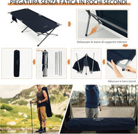 Letto Brandina Pieghevole con Borsa da Trasporto, con Struttura Metallica Resistente, Letto Portatile per Casa, Ufficio, Campeggio, Carico Fino a 150 kg