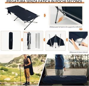 Letto Brandina Pieghevole con Borsa da Trasporto, con Struttura Metallica Resistente, Letto Portatile per Casa, Ufficio, Campeggio, Carico Fino a 150 kg