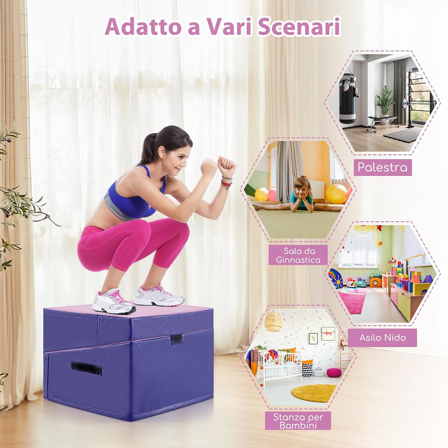 Materassino Ginnastica, Tappetino da Ginnastica Pieghevole con Schiuma EPE e Pelle PVC Antiscivolo e Maniglia, Tappetino da Esercizio a Forma di Cuneo per Casa e Palestra