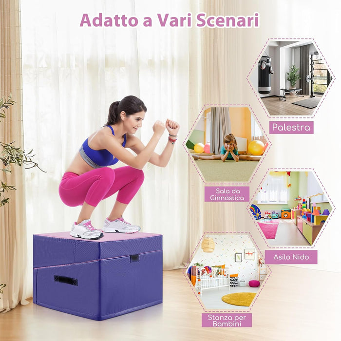 Materassino Ginnastica, Tappetino da Ginnastica Pieghevole con Schiuma EPE e Pelle PVC Antiscivolo e Maniglia, Tappetino da Esercizio a Forma di Cuneo per Casa e Palestra