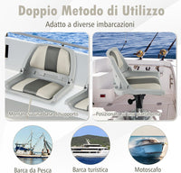 Sedia da Barca Pieghevole, Sedia con Schienale Basso con Cuscini Imbottiti in PVC, Telaio in PP, Bulloni di Fissaggio, Sedia Impermeabile per Barca da Pesca, Barca Turistica, 57 x 51 x 35 cm