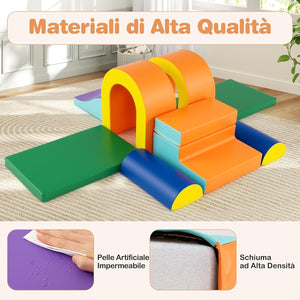 Set di 10 Blocchi da Arrampicata in Schiuma, Palestra da Gioco in Morbida Pelle Sintetica, Strutture Leggere per Scalare, Arrampicarsi, Scivolare, per Bambini 1+ Anno (Arancione)