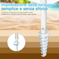 Ombrellone da Spiaggia 200 x 220 cm, Ombrellone da Mare con Inclinazione Regolabile, con Vassoio, 8 Stecche, Protezione UV, Impermeabile, Borsa di Trasporto (Blu Navy)