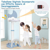 4 in 1 Canestro da Basket per Bambini, Centro di Attività Sportiva Regolabile con Basket Calcio Golf e Gioco del Lancio dell'Anello, per Interno ed Esterno, 3 Anni+ (Blu)