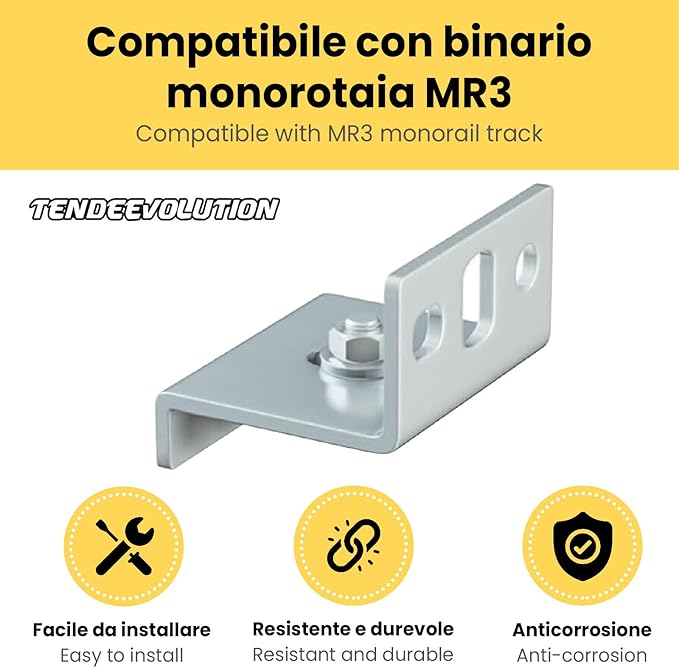 Staffa Acciaio Zincato per Monorotaia MR3 – Montaggio a Parete