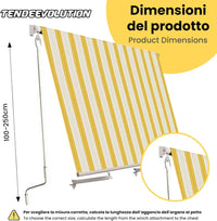Asta Di Manovra Per Tenda Da Sole Varie Misure, Bastone Universale Per Tende (AVORIO 2,2 METRI)