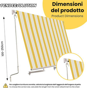 Asta Di Manovra Per Tenda Da Sole Varie Misure, Bastone Universale Per Tende (AVORIO 2,2 METRI)