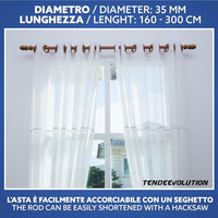Bastone Tenda in Legno di Alta Qualità, diametro 35 mm a strappo colore olmo lunghezza 240 CM