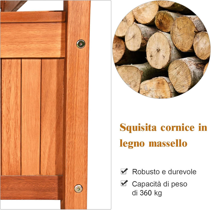 Panchina da Giardino con Contenitore di Legno, Cassapanca da Esterno 2 Posti con Strato Interno Impermeabile, per Cortile e Ingresso, Portata 360 kg, 107 x 59 x 90 cm (Modello 2)
