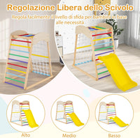 Set Arrampicata 4 in 1, Parco Giochi Interno in Legno con Sbarre Rete da Arrampicata e Scala da Arrampicata, per Bambini 1 Anno+ (colorato)