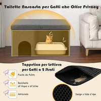 Mobile per Lettiera per Gatti, Panca Portaoggetti con Tappetino Impermeabile e Filtro al Carbone per il Controllo degli Odori e Coperchio Ribaltabile, 90 x 50 x 50 cm(Grigio)