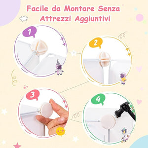 Armadio Portatile per Bambini, Organizzatore Modulari per Bambini a 8 cubi con Ante e Sezione Appendiabiti, Guardaroba Portatile per Sala Giochi Camera da Letto Asilo, 71x35,5x142 cm (Bianco)