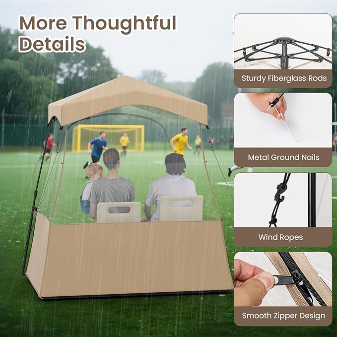 Tenda sportiva, tenda trasparente con visuale libera, telaio robusto e borsa per il trasporto, tenda da campeggio per esterni, tenda a bolla pop-up per guardare gli sport, fare il tifo, campeggiare (160 x 160 x 175 cm)