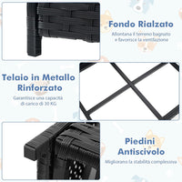 Lettini per Cani in Rattan, Cuccia Estiva per Cani con Cuscino Morbido Impermeabile, Telaio Metallico, Brandina Rialzato da Interno ed Esterno, 62 x 46 x 25 cm