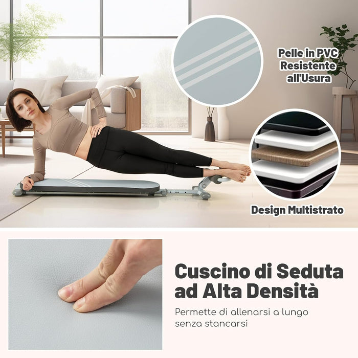 Panca per Addominali Multifunzionale, Panca da Allenamento Pieghevole con 3 Angoli Regolabili e Lunghezza Regolabile, Attrezzatura Fitness per Palestra Domestica, Portata 150 kg