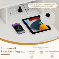 Toeletta da Trucco con 10 Luci, Set Tavolo e Sgabello da Trucco con Stazione di Ricarica, 3 Colori di Luce, 3 Cassetti, 2 Armadietti, Consolle Toeletta per Soggiorno Camera da Letto (Bianco)