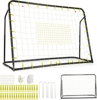 Set di Reti da Calcio 2-in-1 per Bambini: Ribalta e Porta da Calcio 187 x 122,5 cm, Set di Rete di Rimbalzo e Rete da Calcio Regolabile, Struttura in Metallo Robusto