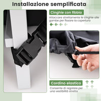 Copertura per Mobili da Giardino Rotonda da 158/183/213 CM, Copertura per Tavolo e Sedie da Esterno con Ventilazione, Fibbie e Coulisse, Impermeabile (L, Nero)