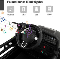 12V Auto per Bambini con Telecomando, Macchina Elettrica con Fari Luminosi, Musica, Porta USB e Aux, Velocità 2,5-4,5 km/h, Regalo per Bambini 3-7 Anni (Nero)