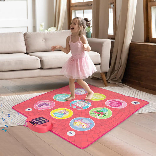 Tappeto da Ballo per Bambini, Gioco con 5 Livelli, 9 Suoni di Tastiera e 9 Canzoni Demo, Display del Punteggio e Volume Regolabile, Regalo Interattivo per Bambini 3+ Anni