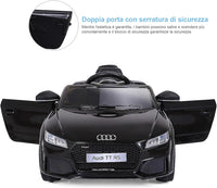 Audi 12V Auto Elettrica per Bambini, Macchina Elettrica con Velocità 2,5-5 km/ora, con Telecomando USB MP3 Luci LED (Nero)