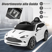 Aston Martin DBX Auto Elettrica per Bambini, 12 V Macchina Elettrica con Telecomando e Luci LED, Partenza Lenta Clacson, Regalo per Bambini 3-8 Anni (Bianco)