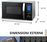 Innoliving Forno a Microonde 23 Litri INN-862S, 800W con Grill, 5 Livelli di Potenza, Funzione Scongelamento, Timer 60 Minuti, Design Elegante in Acciaio, Perfetto per Riscaldare, Cuocere e Scongelare