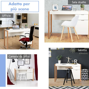 Scrivania Moderna per Computer, Postazione di Lavoro con Armadietto e Cassetto, Design Semplice ed Elegante, Scrivania con Superficie Liscia, Ideale per Casa e Ufficio