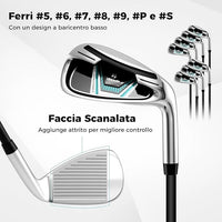 Set Completo di Mazze da Golf con Sacca a Treppiede, Include con Driver 1 da 460CC, Legno 3, Ibrido, Ferri 5, 6, 7, 8, 9, P, S, Putter e Copertura Antipioggia per Destrimani