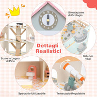 Casa delle Bambole in Legno, Casa delle Bambole a 3 Piani con 41 Mobili e Accessori, per Bambini 3 Anni+, 87 x 32 x 94 cm