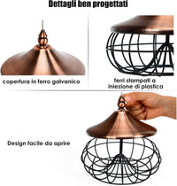 Mangiatoia Uccelli per Giardino da Appendere, Interno e Esterno, in Plastica e Acciaio Inox, Forma di Lampada, 17x17x14cm